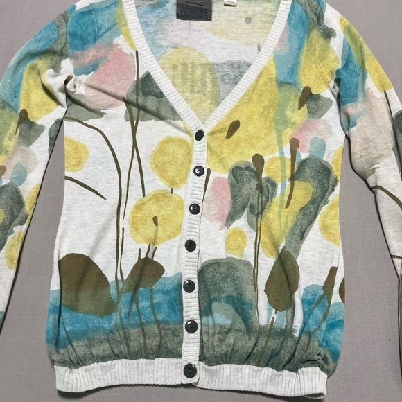 Anthropologie Guinevere Floral Print Button Front Cardigan Sweater XS - Picture 14 of 14